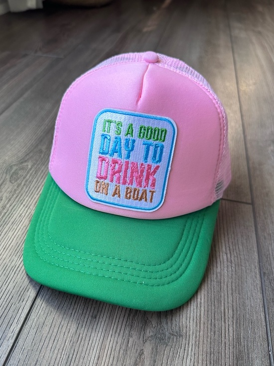 Handmade Accessories - Women's It's A Good Day to Drink on a Boat Hat Trucker Hat Baseball Cap Pink